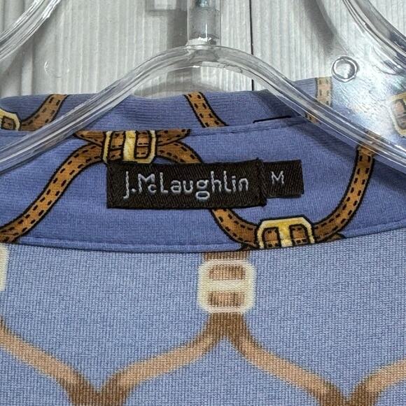 J. McLaughlin Catalina Cloth Tab Sleeve Button Front Chain Link Print Blouse - Picture 10 of 11